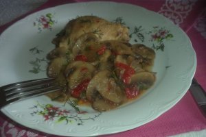 Pui cu ciuperci caramelizate