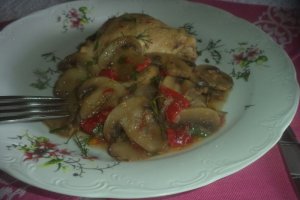 Pui cu ciuperci caramelizate