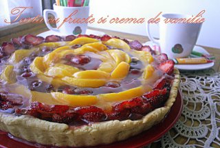 Tarta cu fructe si crema de vanilie, cu Green Sugar