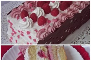 Tort cu mascarpone,zmeură şi ciocolată