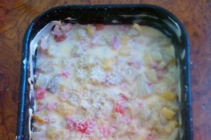 Budinca de dovlecel, cartofi si bacon