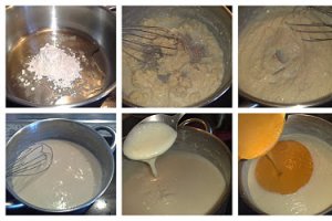 Oua umplute in sos de rosii cu bechamel