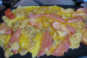 Sandwich-uri din aluat, cu omleta si alte ingrediente, la Panini Maker Breville