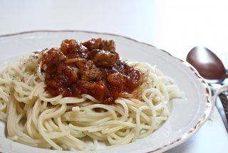 Spaghete cu carne de porc