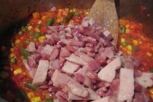 Tagliatele cu legume mexicane si bacon