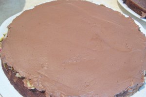 Tort cu ciocolata, gem de caise si fulgi de migdale