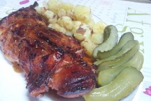 Pulpa de curcan  la cuptor cu miere, lamaie si vin