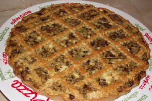 Tarta cu telemea, praz si ciuperci de padure