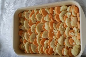 Conopida si cartofi dulci la cuptor ( gratinati )