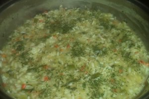 Pilaf de orez cu dovlecel si salata de varza cu marar