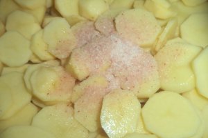 Cartofi gratinati cu branza,cascaval si parmezan Delaco