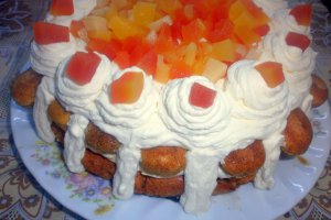 Tort cu piscoturi, mascarpone si fructe tropicale