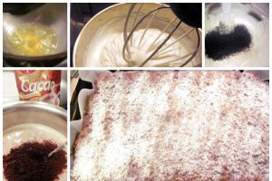 Prajitura din albusuri,  mac, cacao si nuca