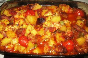 Cartofi copti cu carne
