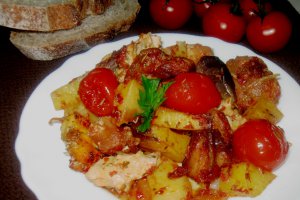 Cartofi copti cu carne