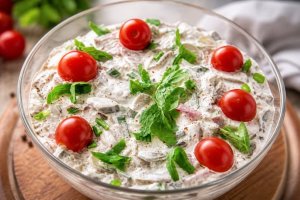 Salata de ciuperci cu sunca si castraveti murati