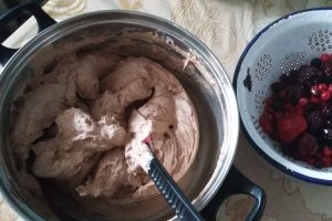 Prajitura cu crema de ciocolata si mix de fructe