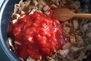 Tocanita de pui si ciuperci in sos de rosii