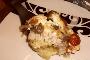 File de pangasius cu legume in vas roman