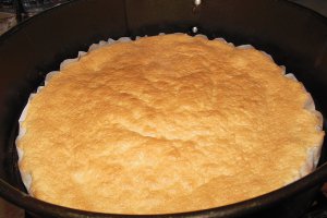 Prajitura cu crema de vanilie, frisca si sos de fructe