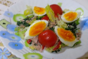 SALATA CU RUCOLA , TON SI OUA