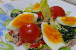 SALATA CU RUCOLA , TON SI OUA