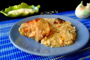 Pilaf de orez cu pulpe de pui si ciuperci de padure