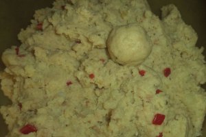 Bulete de cartofi cu soia, ardei si mujdei de usturoi
