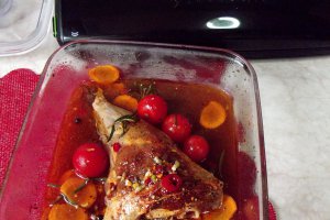 Pulpa de miel la cuptor, cu legume caramelizate pregatita cu aparatul de marinat FoodSaver