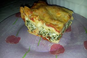 Cannelloni cu spanac, ricotta, suc de rosii si sos Bechamel