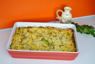 Lasagna cu somon, spanac si leurda