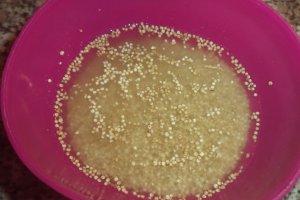 Desert la pahar din quinoa cu lapte, nuca si stafide