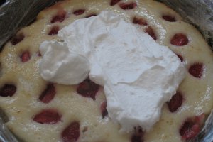 Tort cu crema de vanilie, frisca si capsuni