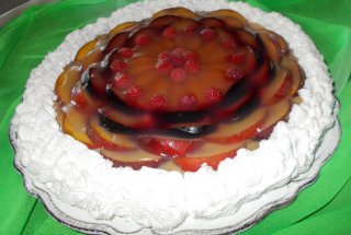 Tarta cu fructe, budinca si frisca