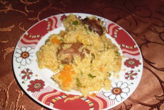 Orez cu legume si carne de porc
