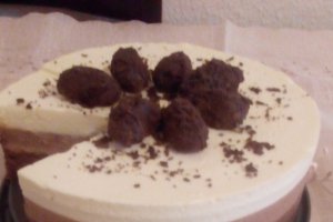 Tort trio de ciocolata cu cirese,ness si alune