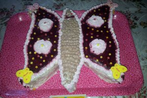 Tort Fluture cu crema de sampanie si fructe de padure