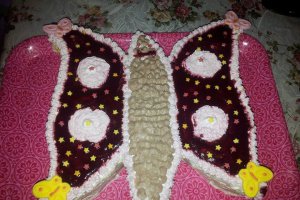 Tort Fluture cu crema de sampanie si fructe de padure