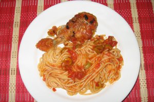 Spaghete cu pui la cuptor