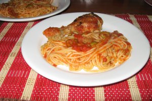 Spaghete cu pui la cuptor