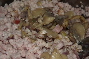 Tarta cu carne tocata, ciuperci si cascaval