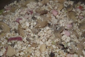 Tarta cu carne tocata, ciuperci si cascaval