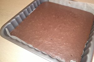 Prajitura cu crema de ciocolata neagra si alba, bezea si fructe