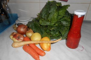 Spanac cu legume la wok