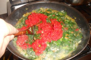 Spanac cu legume la wok