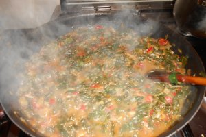 Spanac cu legume la wok
