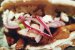 Pita umpluta cu burta de porc la cuptor, ananas caramelizat, ceapa murata si branza feta-0
