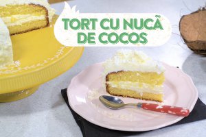 Vezi si reteta video pentru Tort cu nuca de cocos