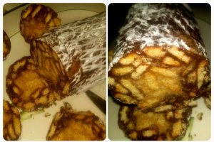 Salam de biscuiţi, reţetă in doua culori