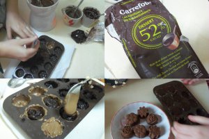 Bomboane cu crema de cacao si crema de cafea si migdale